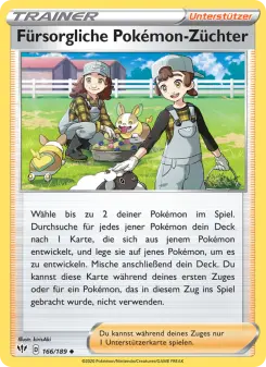 Pokémon-Karte Fürsorgliche Pokémon-Züchter 166/189