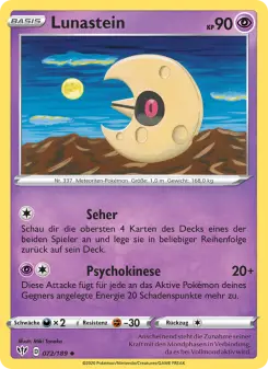 Pokémon-Karte Lunastein 072/189
