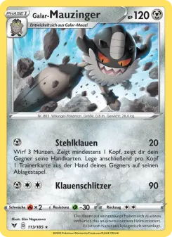 Pokémon-Karte Galar-Mauzinger 113/185