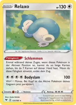 Pokémon-Karte Relaxo 131/185