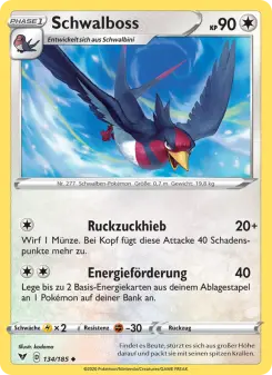 Pokémon-Karte Schwalboss 134/185
