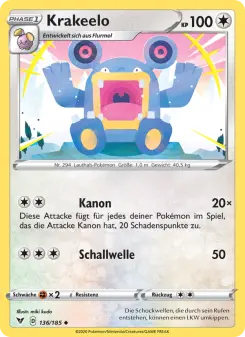 Pokémon-Karte Krakeelo 136/185