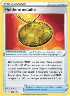 Pokémon-Karte Heldenmedaille 152/185