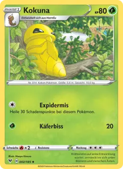 Pokémon-Karte Kokuna 002/185