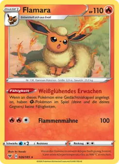 Pokémon-Karte Flamara 026/185