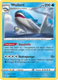 Pokémon-Karte Wailord 032/185