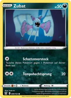 Pokémon-Karte Zubat 089/163
