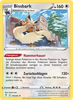 Pokémon-Karte Bissbark 135/203