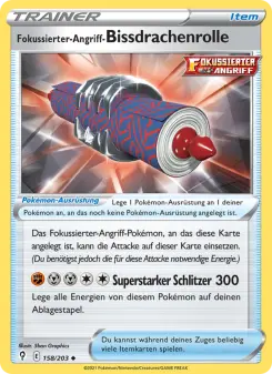 Pokémon-Karte Fokussierter-Angriff-Bissdrachenrolle 158/203