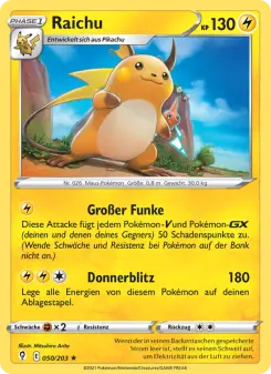 Pokémon-Karte Raichu 050/203