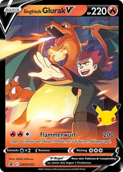 Pokémon-Karte Siegfrieds Glurak V SWSH133
