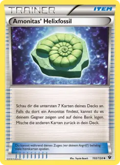Pokémon-Karte Amonitas Helixfossil 102/124