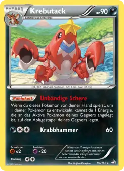 Pokémon-Karte Krebutack 092/160