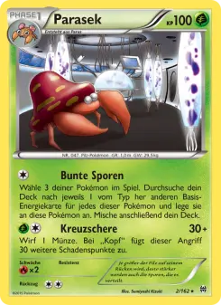 Pokémon-Karte Parasek 002/162