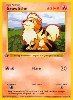 Pokémon-Karte Growlithe 028/102