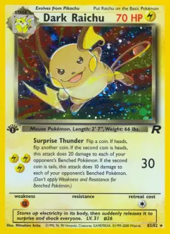 Pokémon-Karte Dark Raichu 083/082