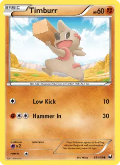 Pokémon-Karte Timburr 058/108