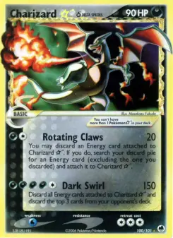 Pokémon-Karte Glurak ☆ δ 100/101
