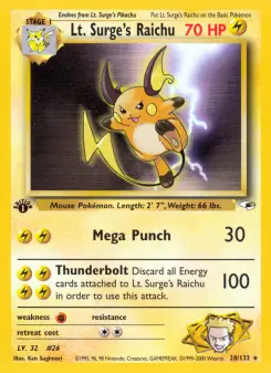 Pokémon-Karte Lt. Surge's Raichu 028/132