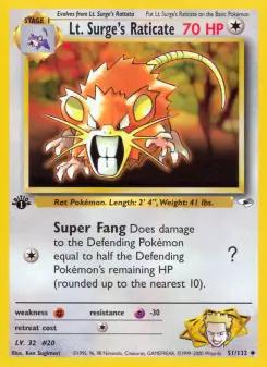 Pokémon-Karte Lt. Surge's Raticate 051/132