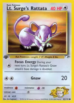 Pokémon-Karte Lt. Surge's Rattata 082/132