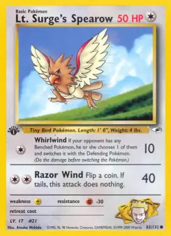 Pokémon-Karte Lt. Surge's Spearow 083/132