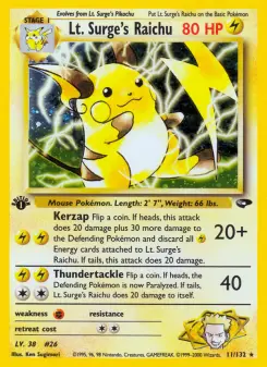 Pokémon-Karte Lt. Surge's Raichu 011/132