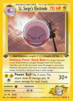 Pokémon-Karte Lt. Surge's Electrode 052/132