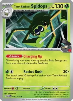 Pokémon-Karte Team Rocket's Spidops 019/217