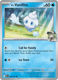 Pokémon-Karte N's Vanillite 049/217