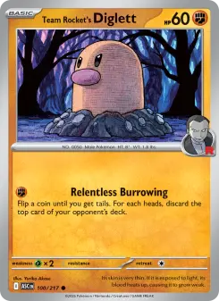 Pokémon-Karte Team Rocket's Diglett 100/217