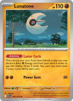 Pokémon-Karte Lunatone 105/217