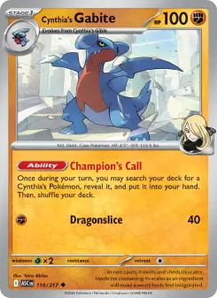 Pokémon-Karte Cynthia's Gabite 110/217