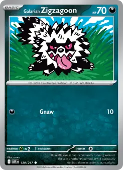 Pokémon-Karte Galarian Zigzagoon 130/217