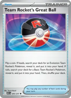 Pokémon-Karte Team Rocket's Great Ball 205/217
