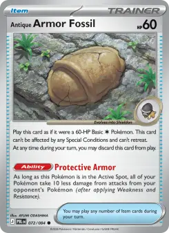 Pokémon-Karte Antique Armor Fossil 072/084