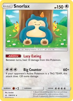 Pokémon-Karte Snorlax 158/214