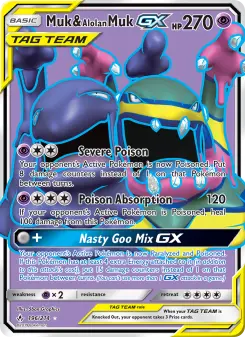 Pokémon-Karte Muk & Alolan Muk GX 196/214