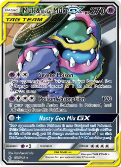 Pokémon-Karte Muk & Alolan Muk GX 197/214