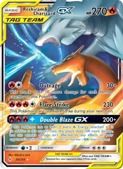 Pokémon-Karte Reshiram & Charizard GX 020/214