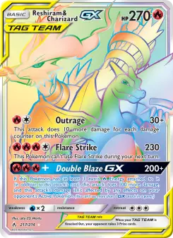 Pokémon-Karte Reshiram & Charizard GX 217/214