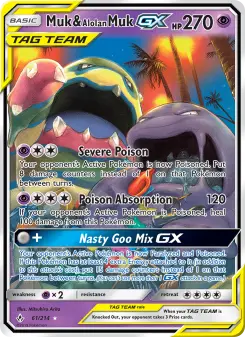 Pokémon-Karte Muk & Alolan Muk GX 061/214