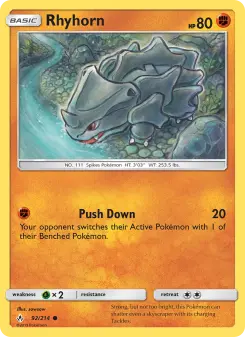 Pokémon-Karte Rhyhorn 092/214