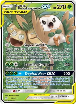 Pokémon-Karte Rowlet & Alolan Exeggutor GX 001/236