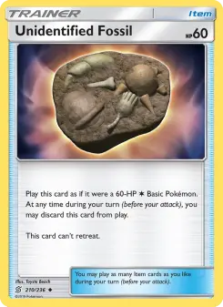 Pokémon-Karte Unidentified Fossil 210/236