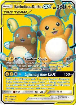 Pokémon-Karte Raichu & Alolan Raichu GX 220/236