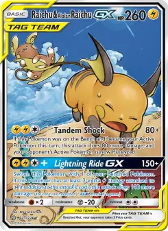 Pokémon-Karte Raichu & Alolan Raichu GX 221/236