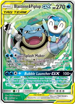 Pokémon-Karte Blastoise & Piplup GX 215/236