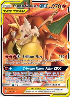 Pokémon-Karte Charizard & Braixen GX 022/236