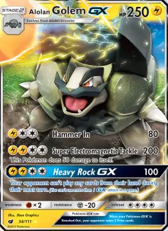 Pokémon-Karte Alolan Golem GX 034/111